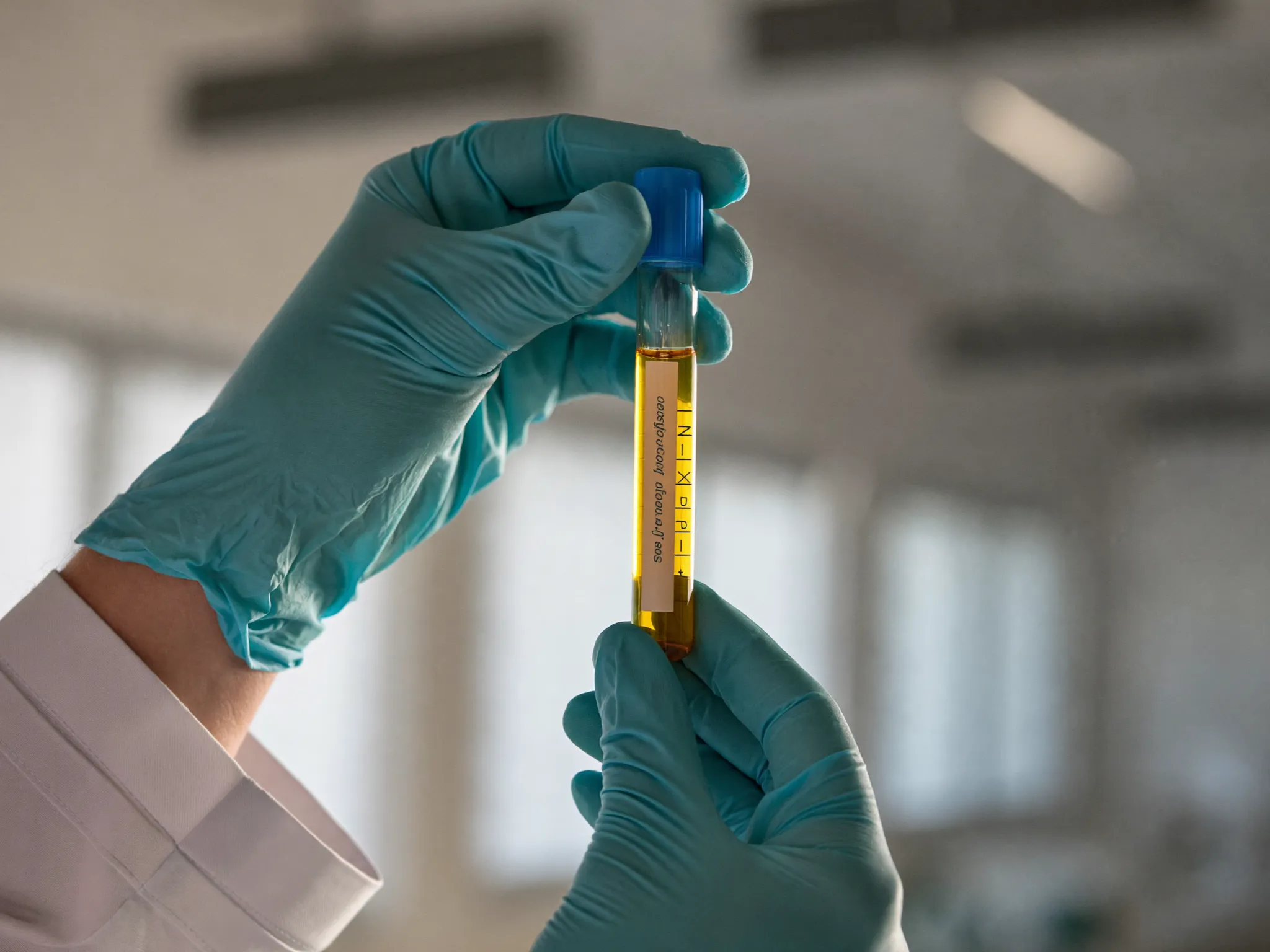 Tubo con plasma rico en plaquetas de color dorado para el tratamiento PRP